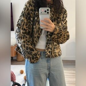 H&M Leopard Print Bomber Jacket